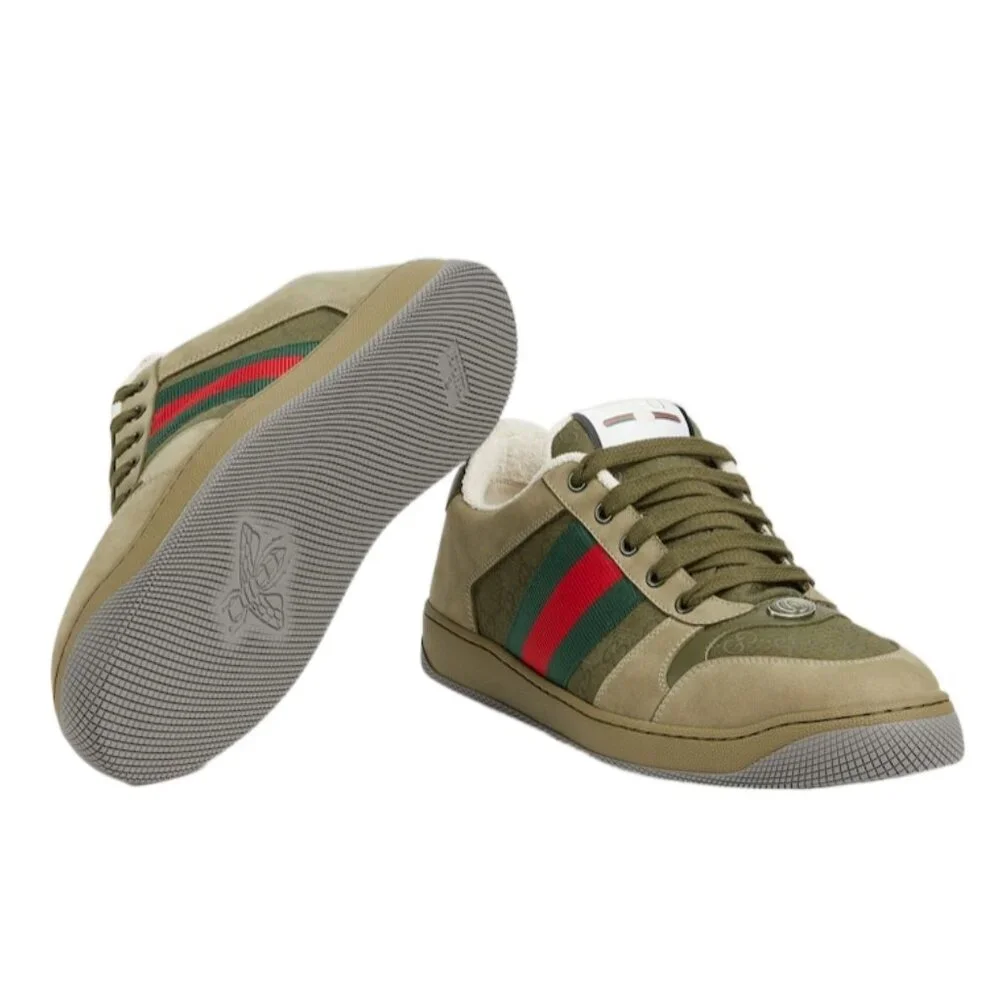 NEW GUCCI Screener Ripstop GG Logo WEB Sneakers Men's G 8.5 / US 9 Authentic